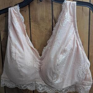 Dreamfit Dream Fit Plus Size 4X Full Coverage Wireless Lace Bralette Suntan Nude